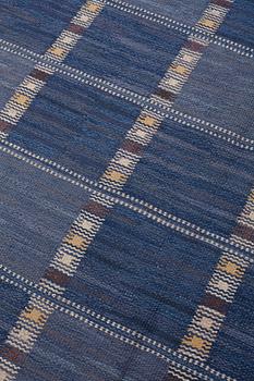 Barbro Nilsson, A CARPET, "Falurutan, blå", flat weave, ca 364,5 x 255,5 cm, signed AB MMF BN.