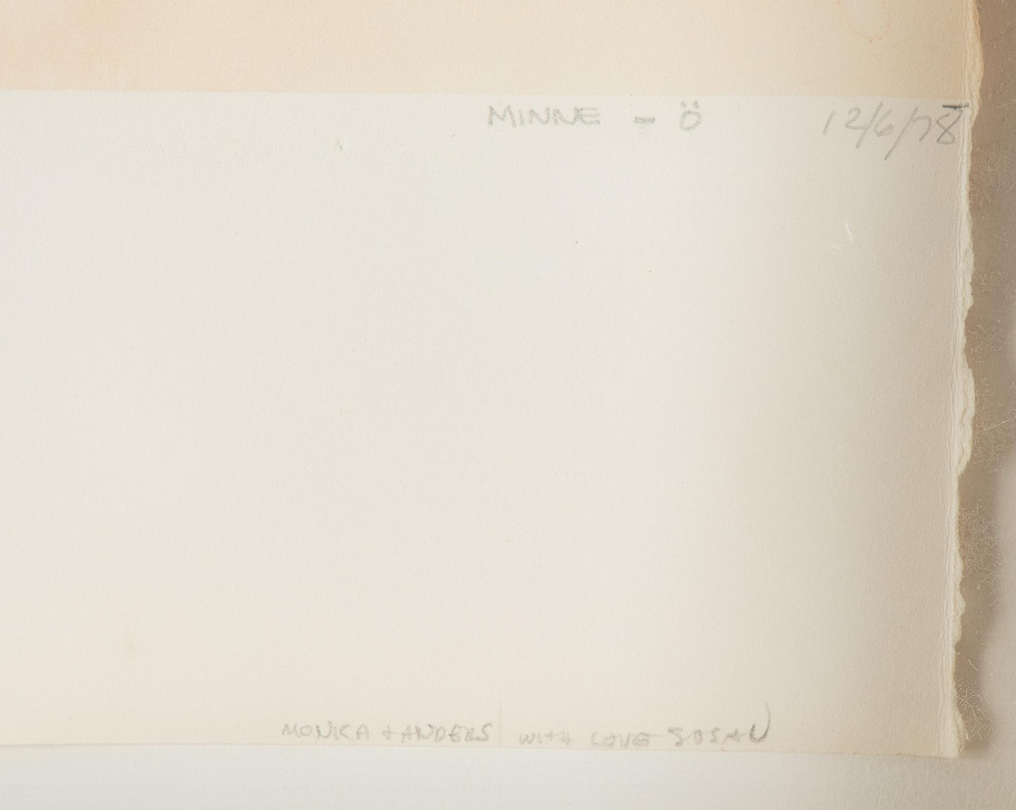 Susan Weil, tripthyk, watercolours, signed and dated -78 with deication.