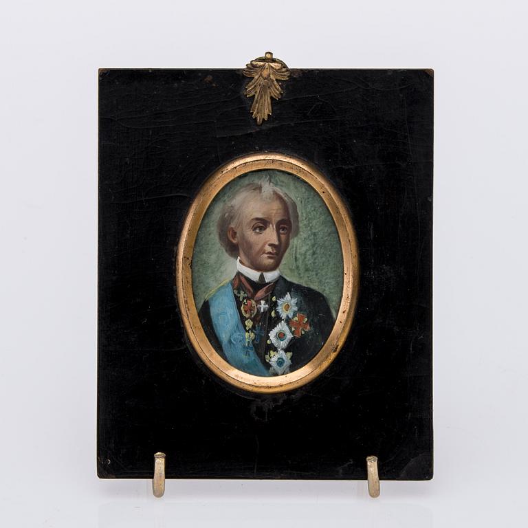 MINIATYR, gouache på ben, ca 1850.