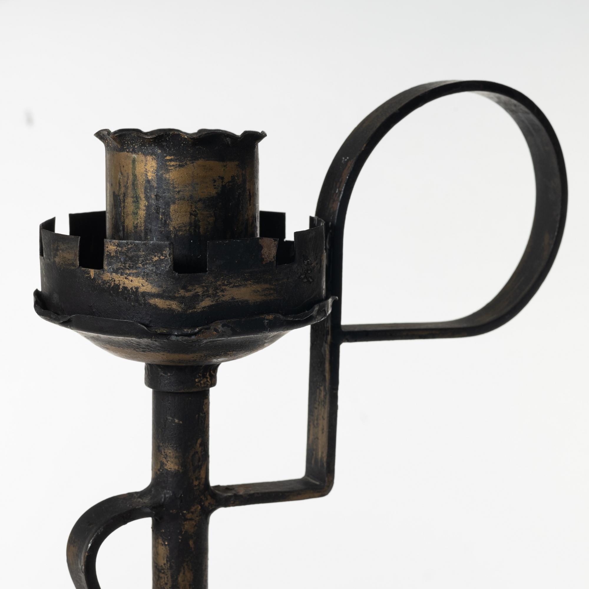 Bjerkås, a wrought iron floor candlestick model "91", Gothenburg, 1930s.