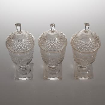 ELIS BERGH, three glass cups for Kosta, model "Kent", second half of the 20th century.