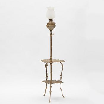 Floor oil lamp with table, Neo-Rococo, late 19th Century.