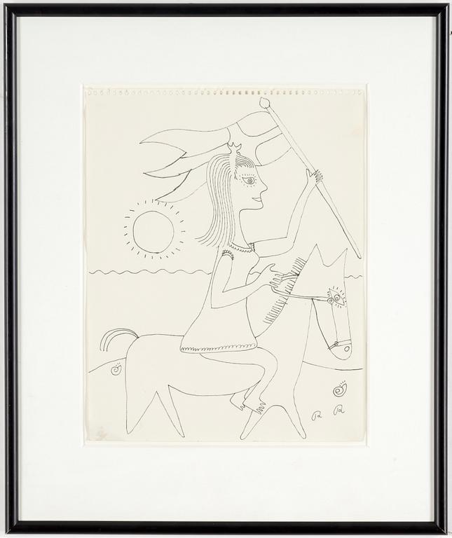 ROGER RISBERG, indian ink on paper, signed RR.