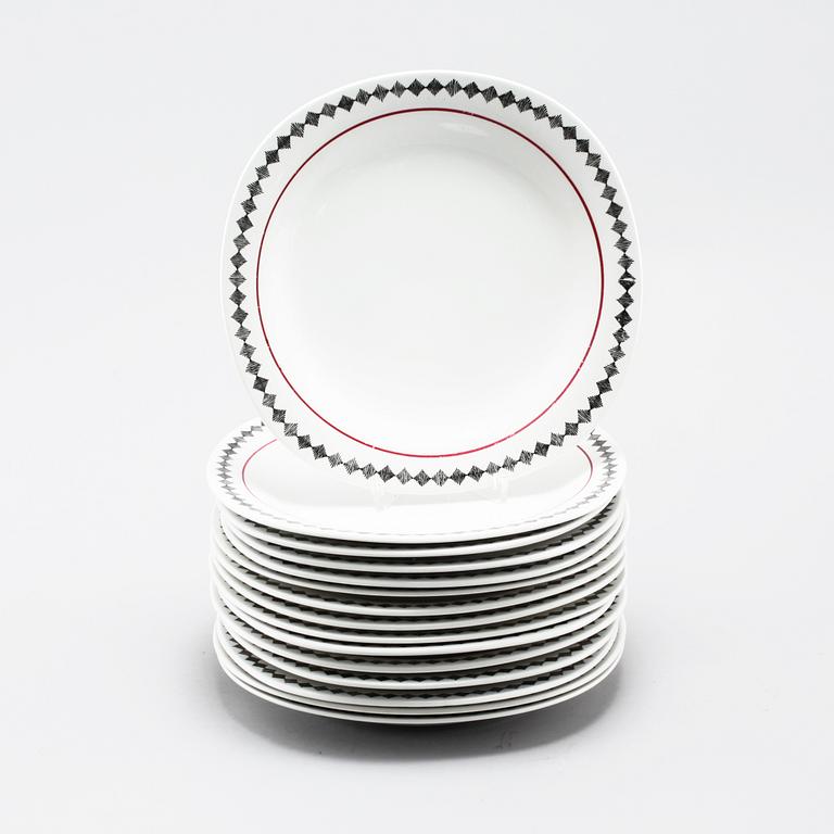 SERVIS, 60 delar, flintgods, "Red Top", Marianne Westmann, Rörstrand, 1900-talets andra hälft.