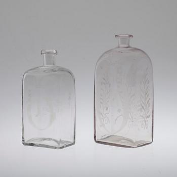Two 19th century glass bottles.
