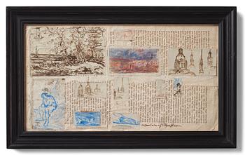 Carl Samuel Graffman, 11 drawings mounted on a printed sheet.