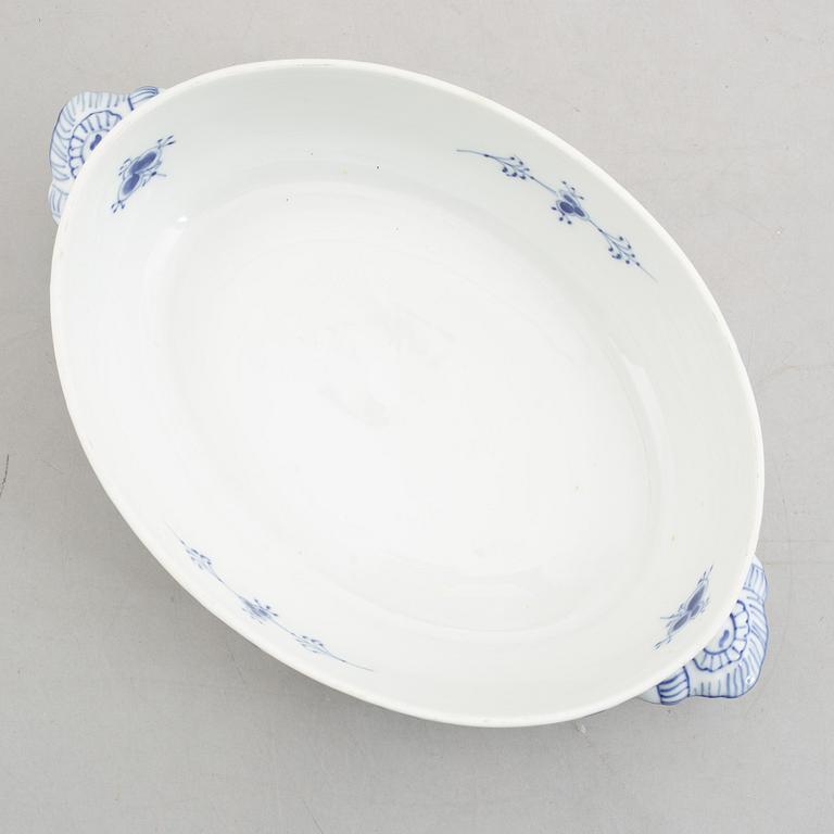 A 'Musselmalet' porcelain tureen with cover and a platter, Royal Copenhagen, Denmark 1957 and 1969-73.