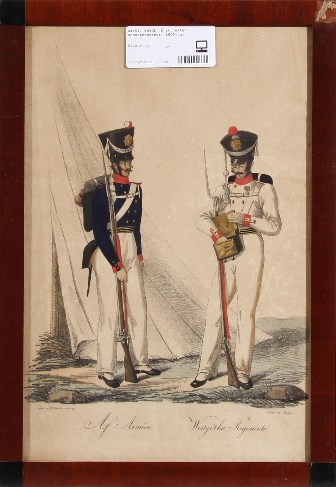 TRYCK, 3 st, efter Schützererantz, 1800-tal.