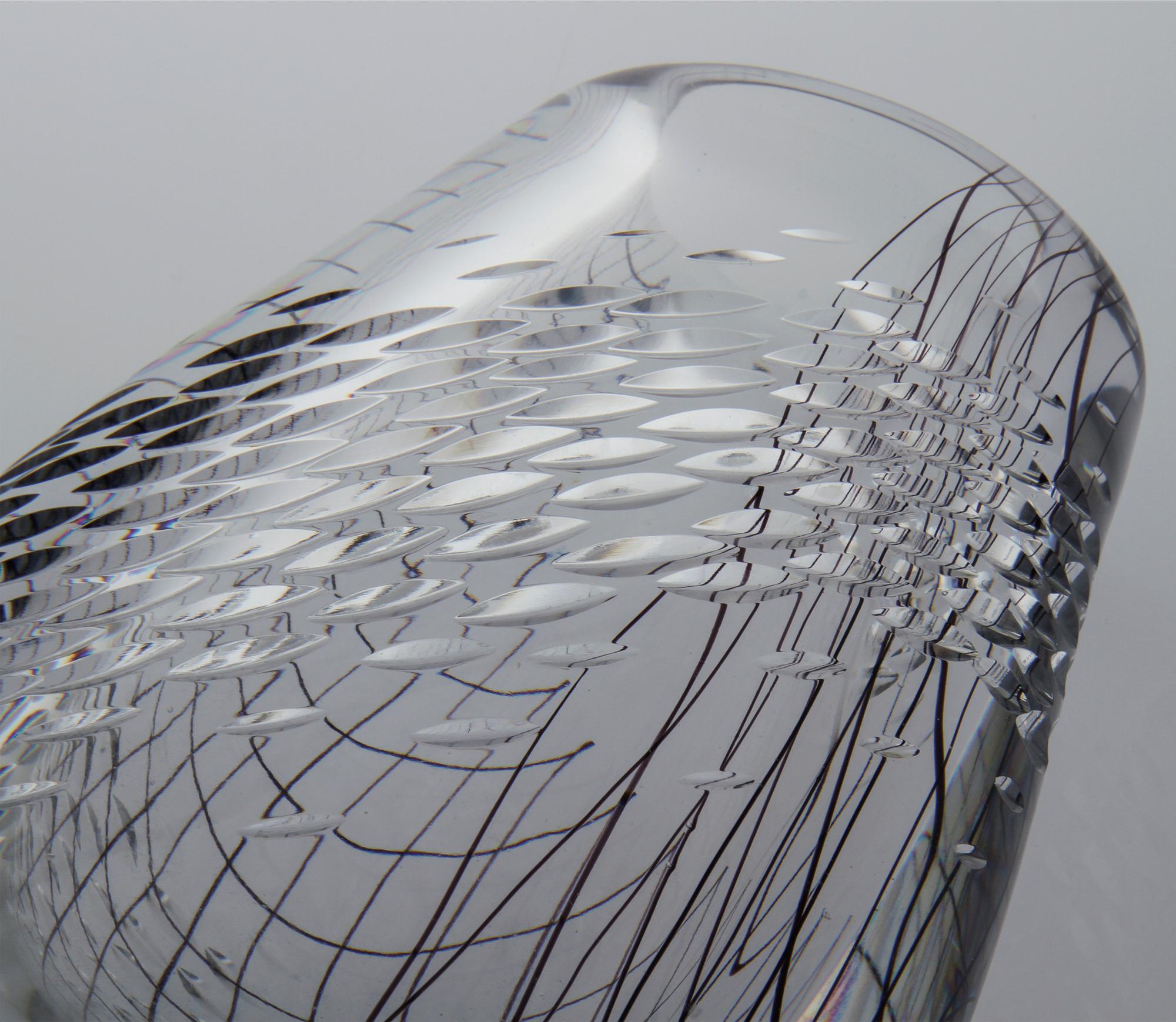 A glass vase by Vicke Lindstrand for Kosta, signed and dated 1955.