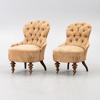 Salongsgrupp, 3 delar, med Drottning Sofias emblem, sent 1800-tal.