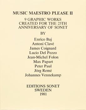 Graphic portfolio, 9 sheets, "Music Maestro Please II", 1981.