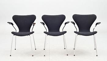 KARMSTOLAR, 3 st, "Sjuan", Arne Jacobsen, Fritz Hansen.