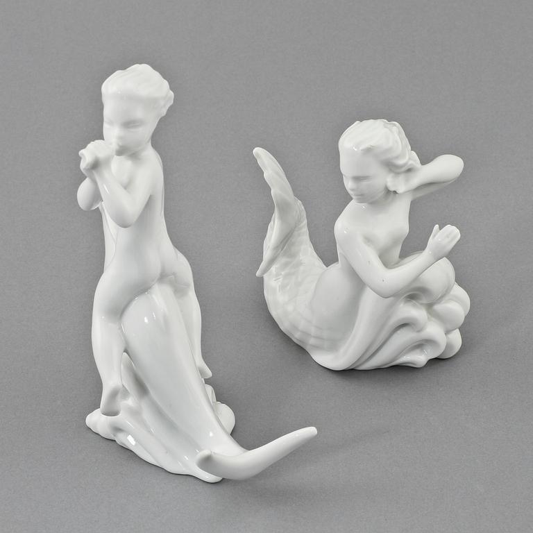 FIGURINER, 2 st, porslin, Harald Salomon, Rörstrand, 1900-tal.