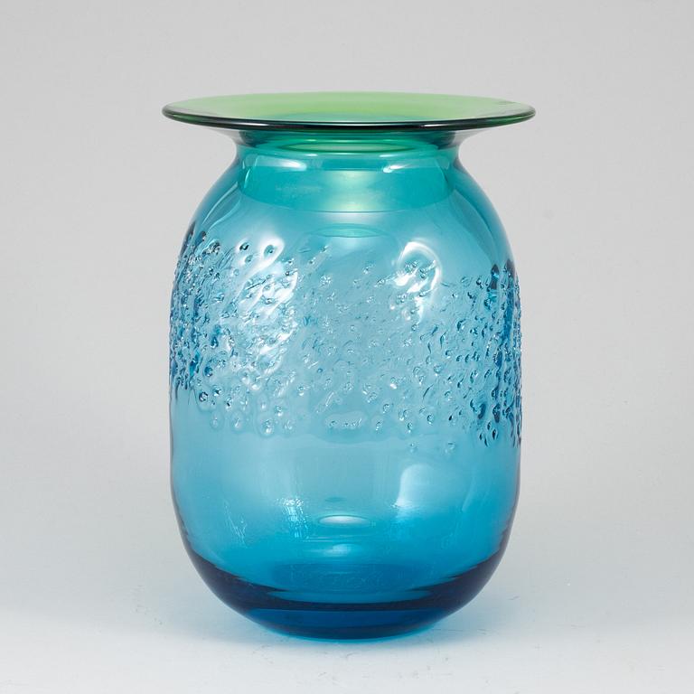 KJELL ENGMAN, a glass vase, signed, Kosta Boda.