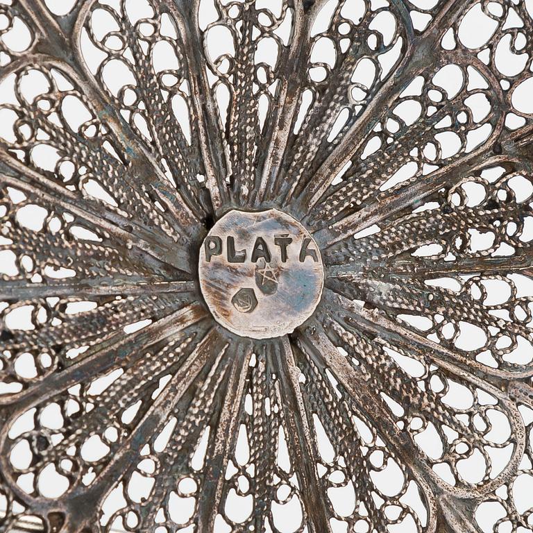 A filigree silver table decoration, Spain 1960s.