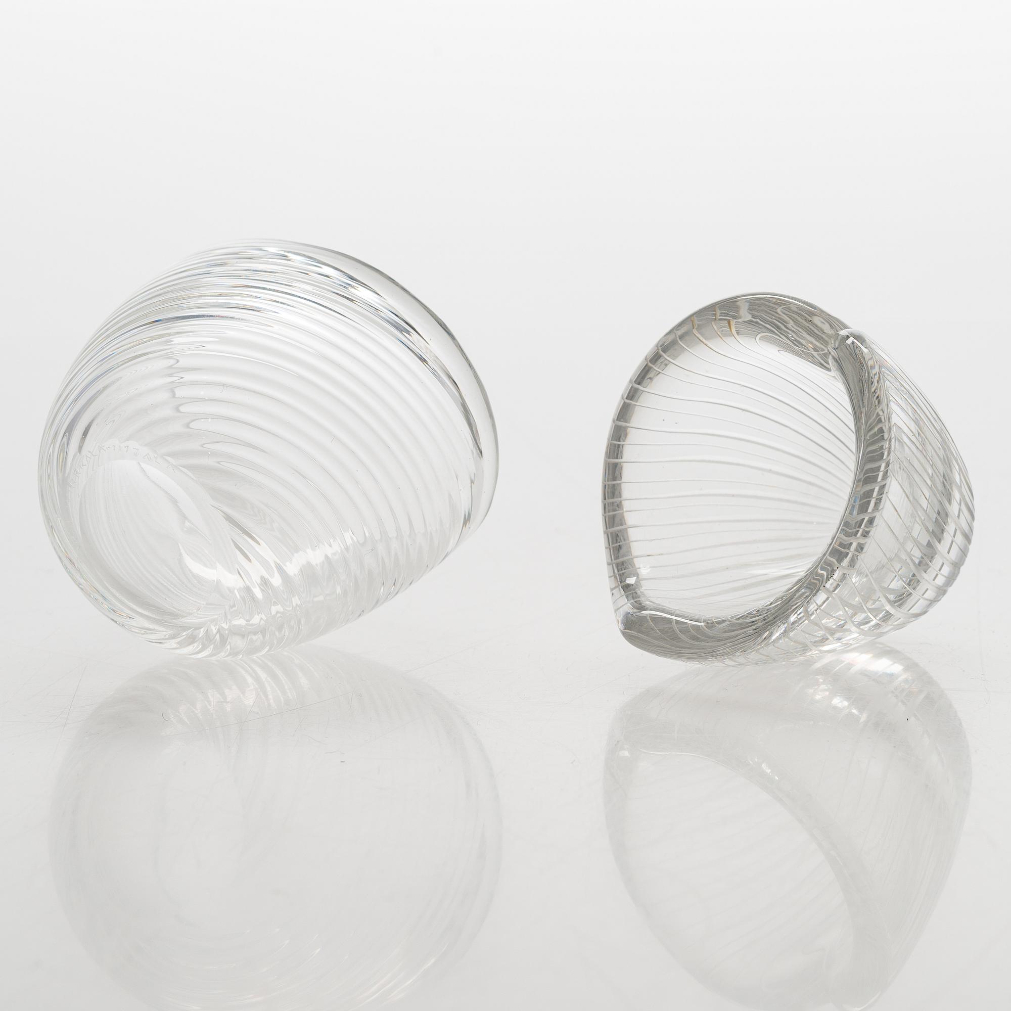 Tapio Wirkkala, konstglas, 5 st, 1950-tal, signerade Tapio Wirkkala - Iittala.