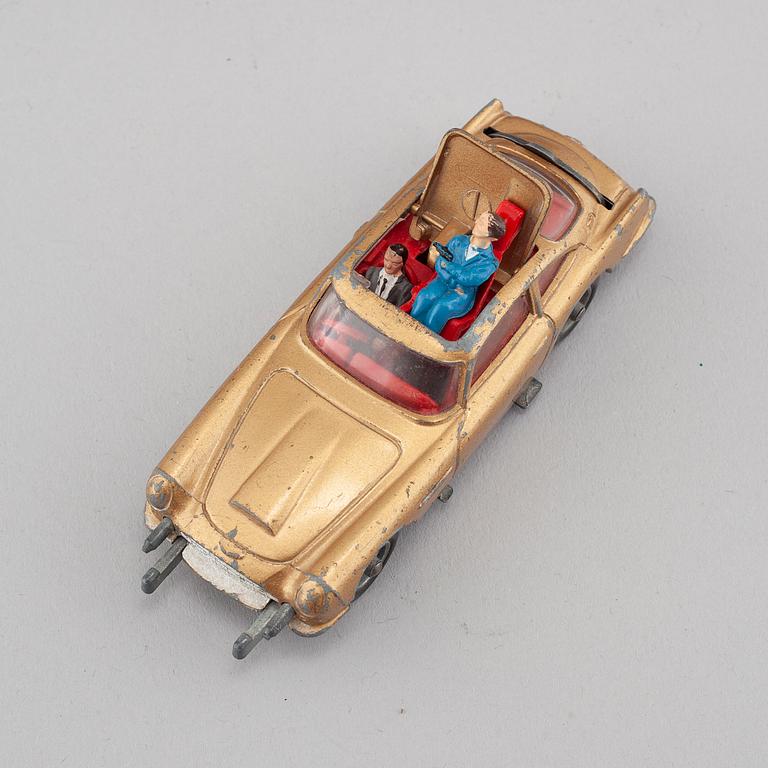 Five 1960s toy cars by Corgi and Dinky toys.