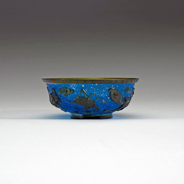 A Glass bowl, Qing dynasty (1644-1912).