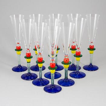 BERIT JOHANSSON, champagneglasses, 11, 'Harlequin', Gense.