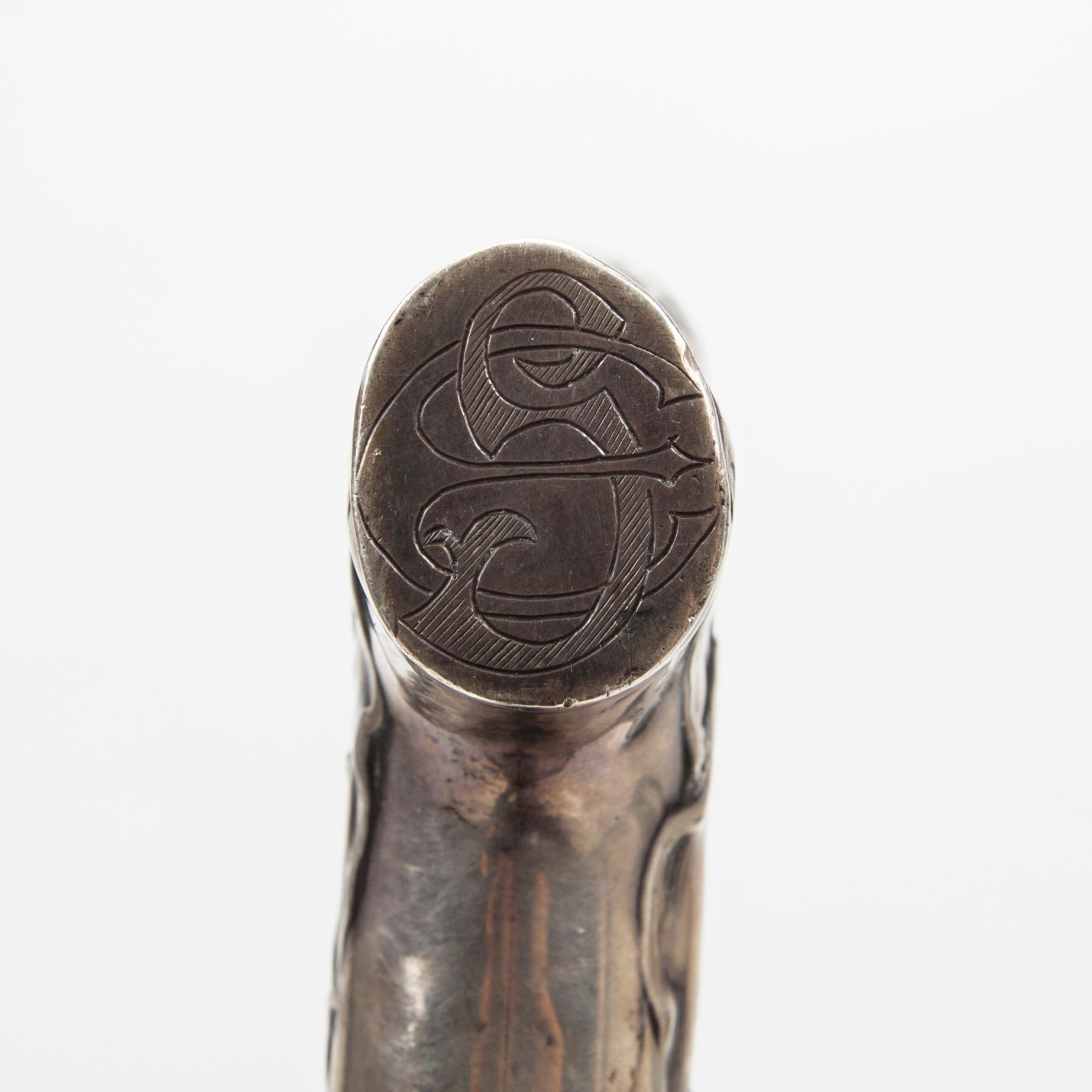 PROMENADKÄPP, trä, silverkrycka, art nouveau, Sverige 1900-talets början.