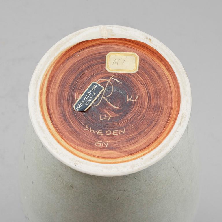 VAS, stengods, Gunnar Nylund, Rörstrand, monogramsignerad.
