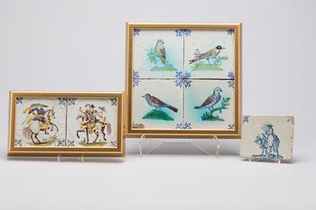 KAKELPLATTOR/FLIS, FAJANS, 7 ST, DELFT, 1700-TAL.