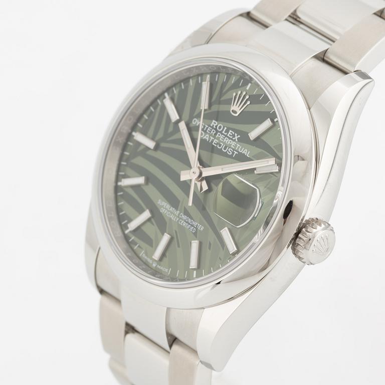 Rolex, Oyster Perpetual, Datejust, "Palm Dial", armbandsur, 36 mm.