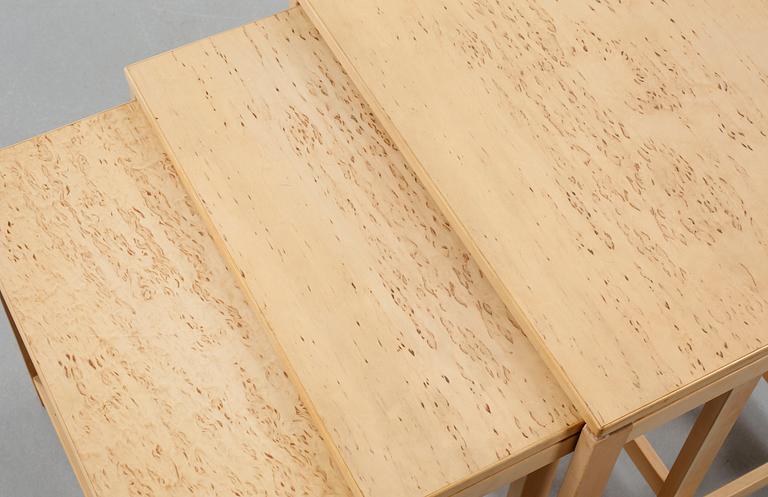 Three small tables named "HE 6040", designed by Hans Ehrlin, Tranås in 1961. Made in the fourth quarter of the 20th cent.