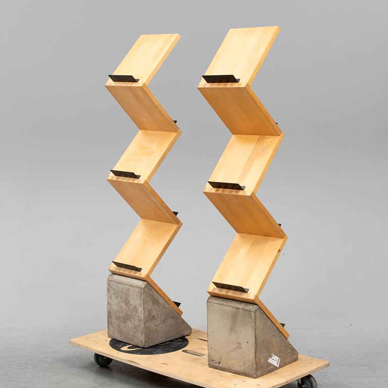 JONAS BOHLIN, a pair of 'Zink' shelves from Källemo, Värnamo, designed in 1984.