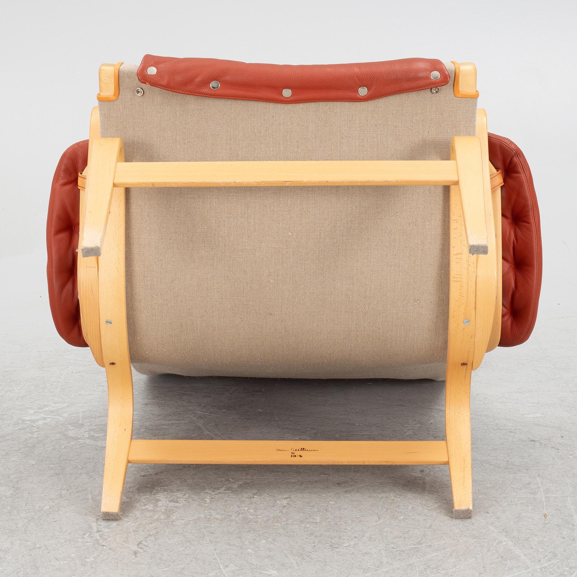 Bruno Mathsson, fåtölj med fotpall, "Pernilla", Dux.