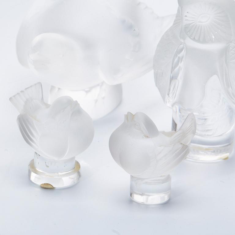 FIGURINER, 8 st, Lalique, glas, 1900-talets andra hälft.