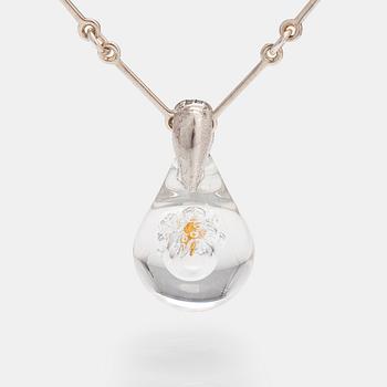 Björn Weckström, "Acrylic nugget", a stelring silver, acrylic necklace with a gold nugget. Lapponia 1979.