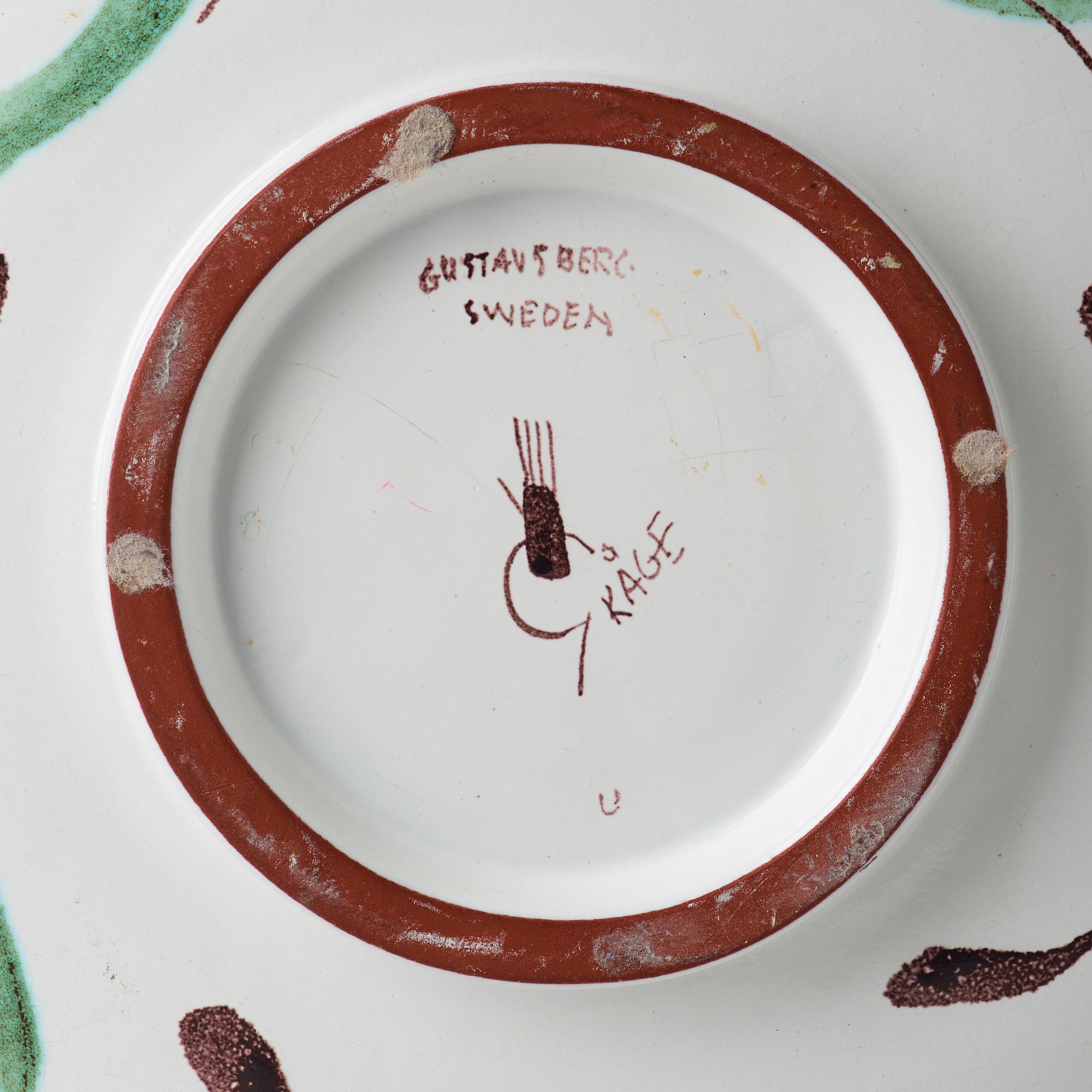 Wilhelm Kåge, a large faience dish, Gustavsberg studio, Sweden 1951.