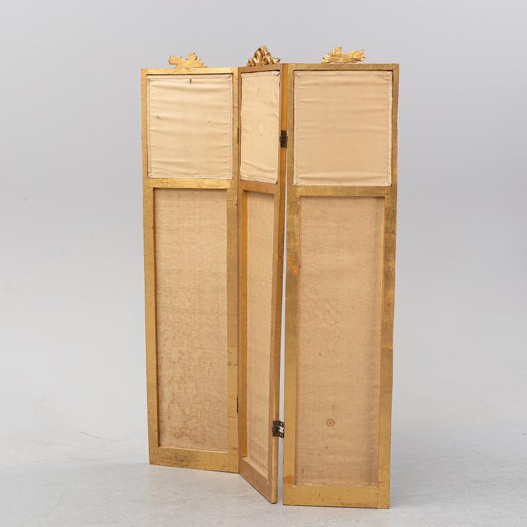 A gustavian style folding screen, first half of the 20th century.