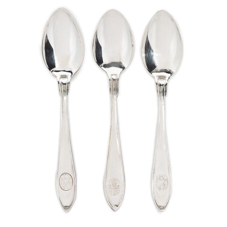 Nineteen spoons, 'Skytte' model, MGAB, GAB and C.G. Hallberg, 1950's/60's.