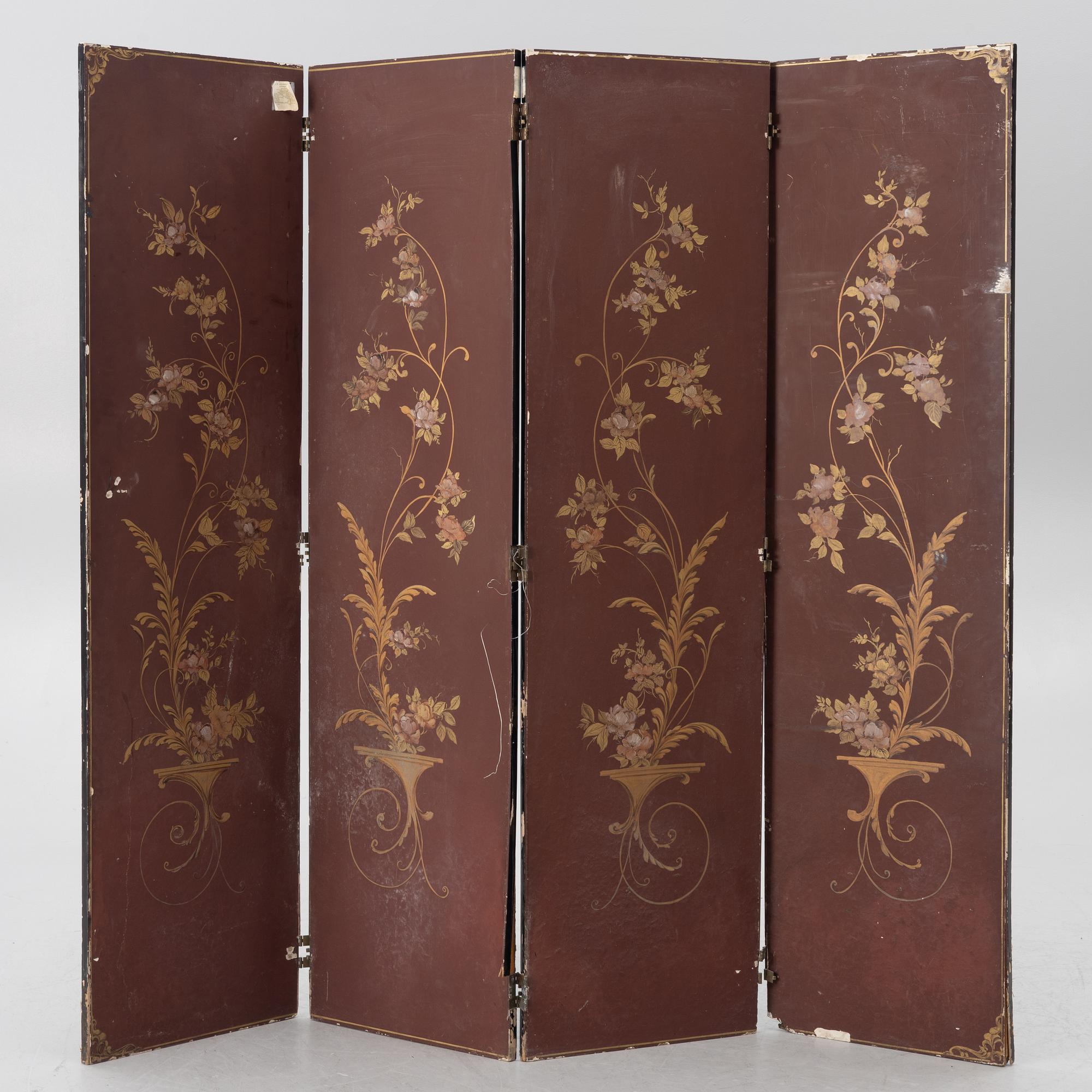 A wooden lacquer screen, 20th century.