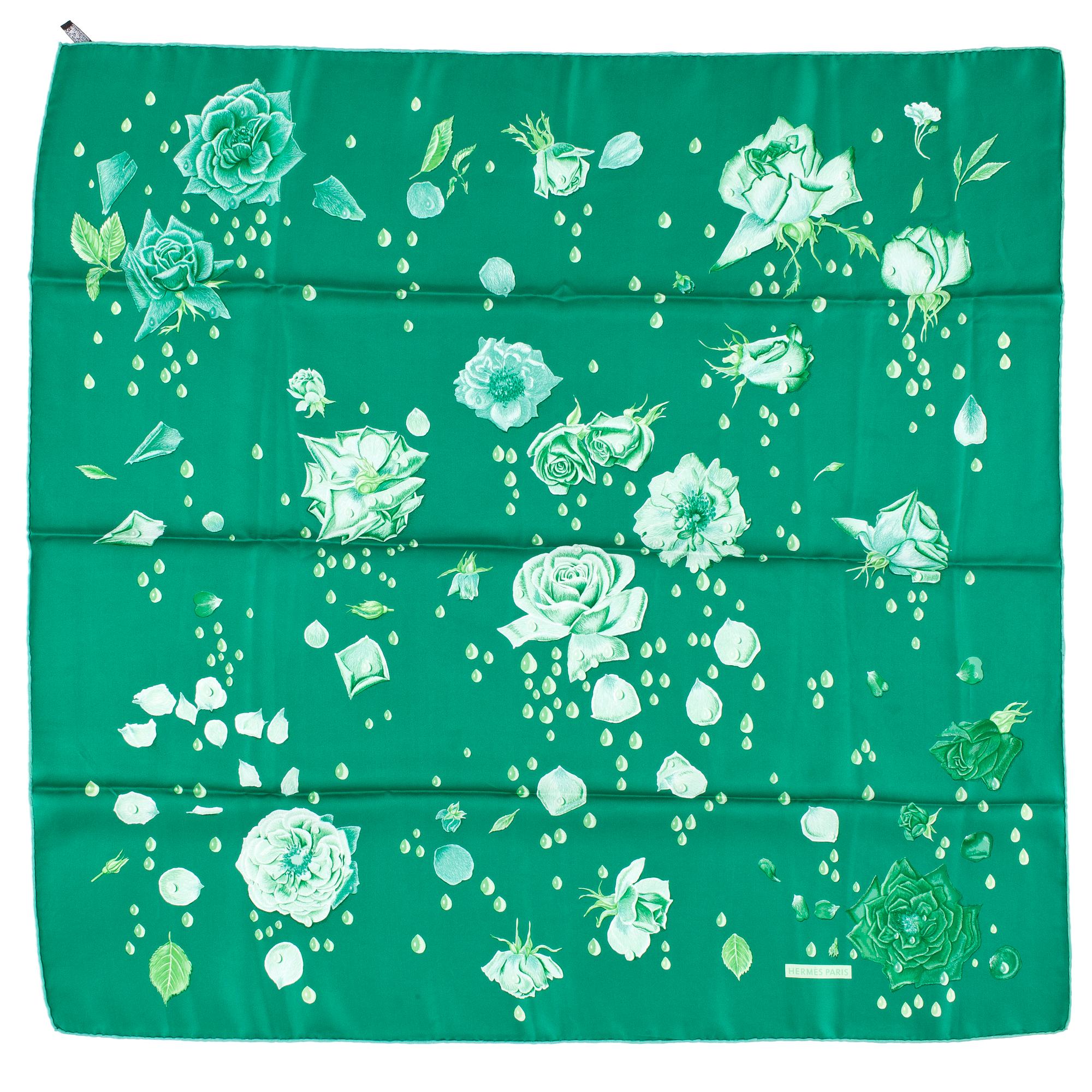 HERMÈS, silk scarf, "La Rosee".