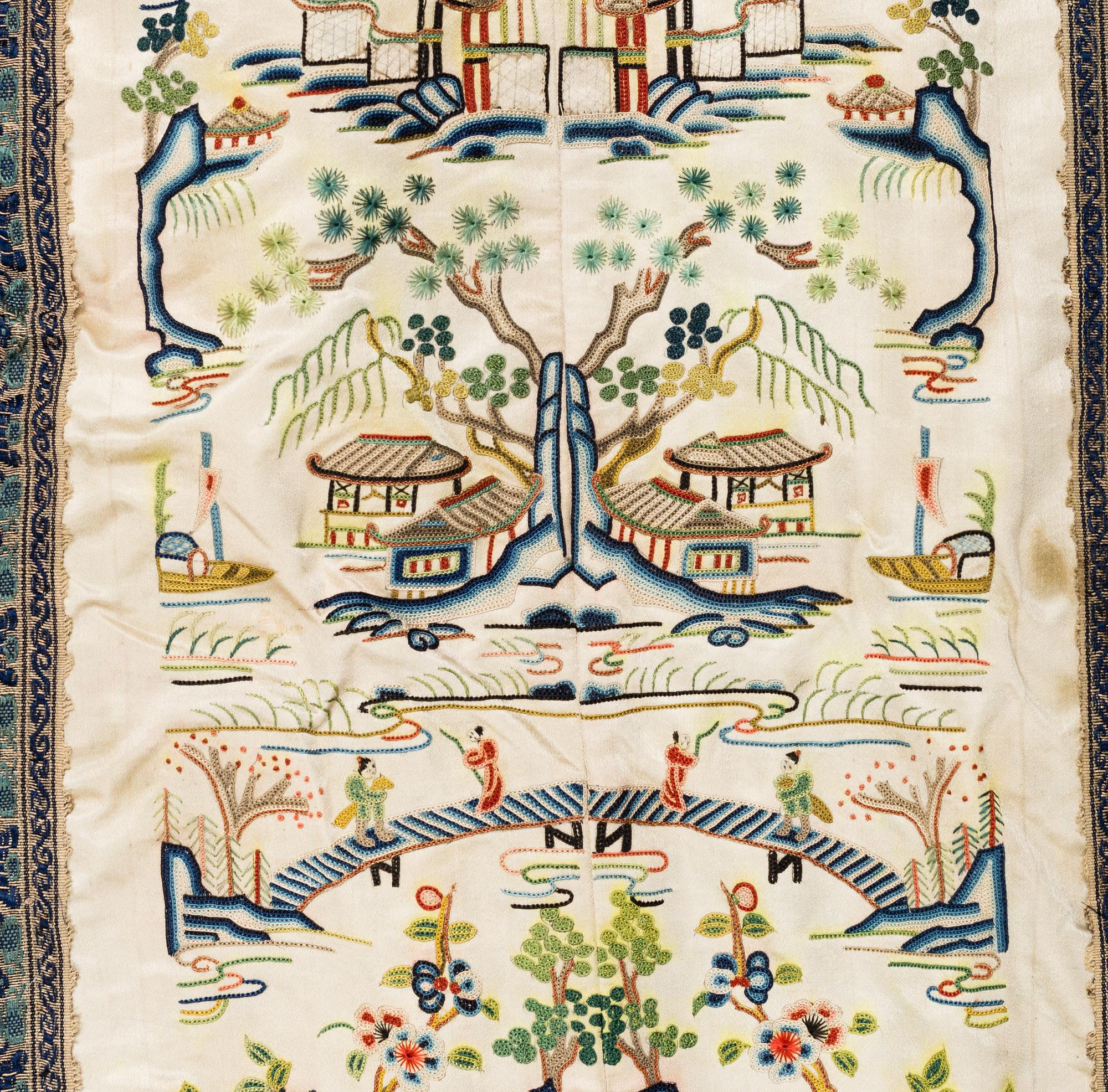 Three Chinese  textiles, early 20th century and mid 19th century.