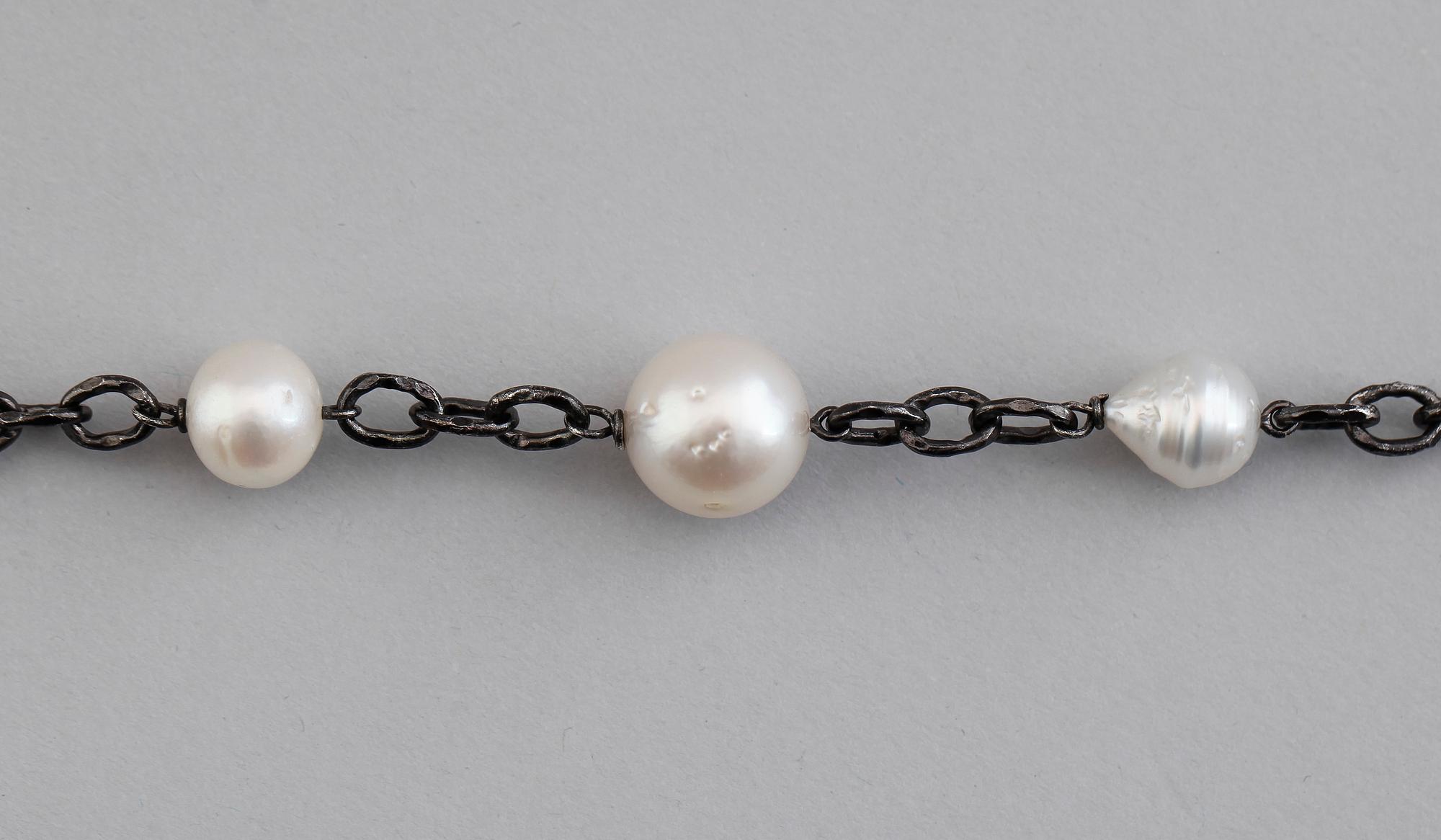 COLLIER, silver, south sea-pärlor.