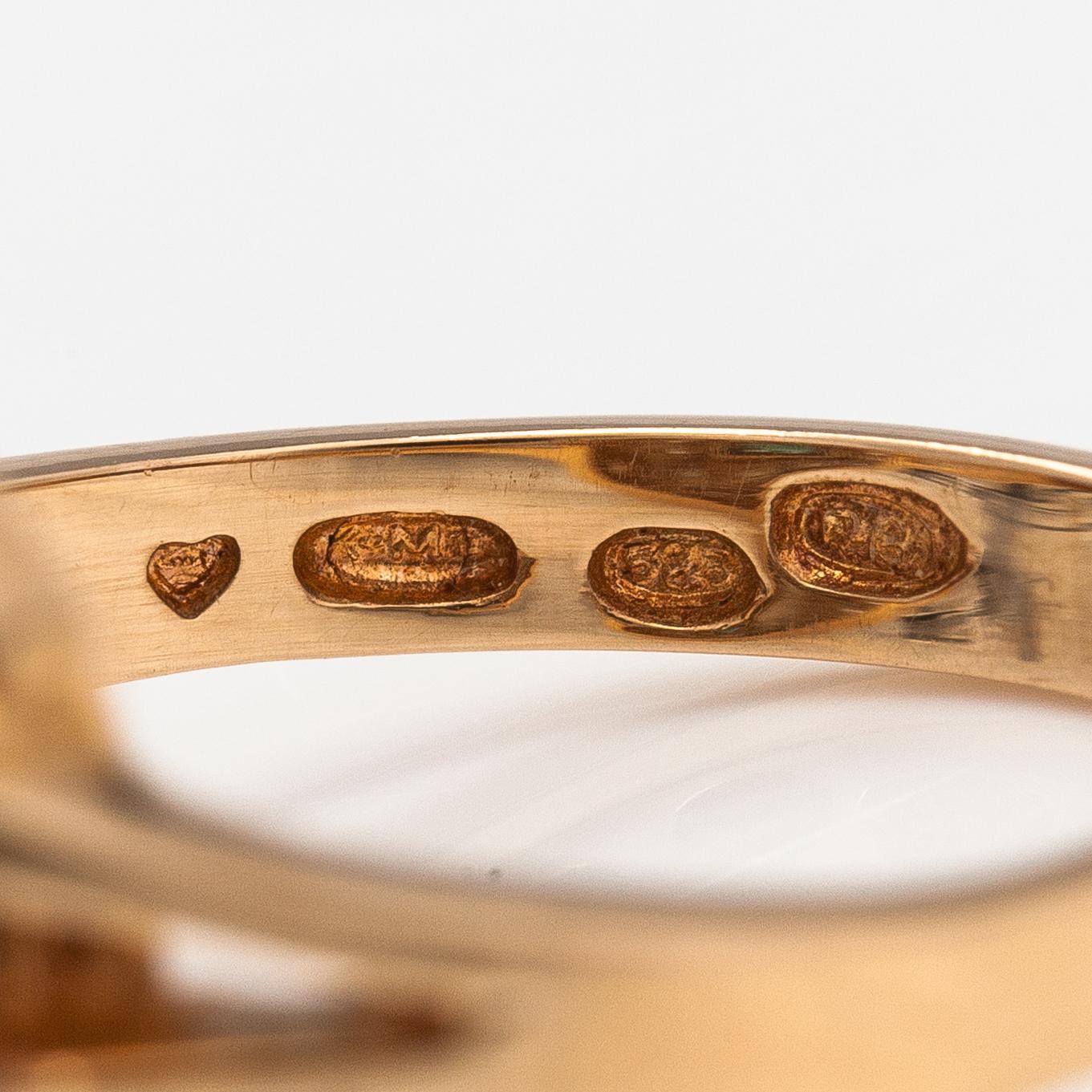 Ring, 14K guld, smaragd och diamanter ca 0.21 ct tot och smaragd. Kulta Market Vuorinen Tavastehus 1994.