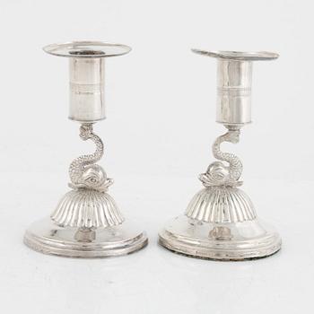 A Pair of Swedish Silver Empire Candlesticks, Stockholm 1816.