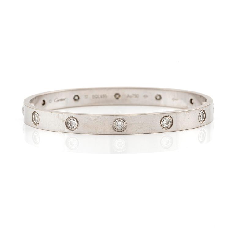 Cartier armband " Love" 18K vitguld med tio runda briljantslipade diamanter.