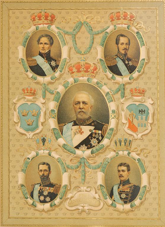 A pair of prints, Oscar II, circa 1900.