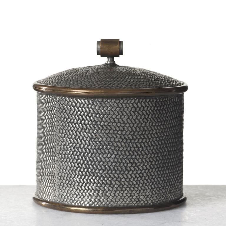 Björn Trägårdh, a pewter and brass jar with cover by Svenskt Tenn, Stockholm 1952.