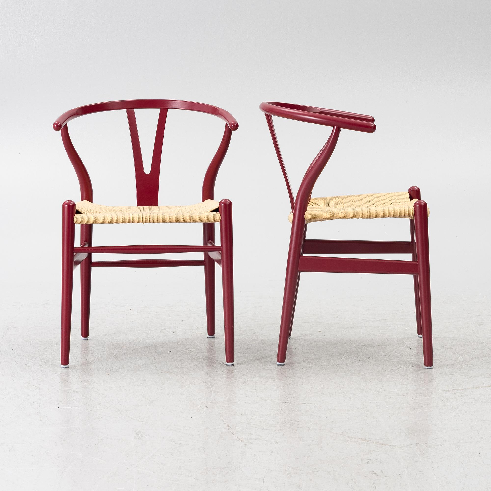 Hans J. Wegner, 6 chairs, model CH-24/"Wishbone Chair", Carl Hansen & Son, Denmark,