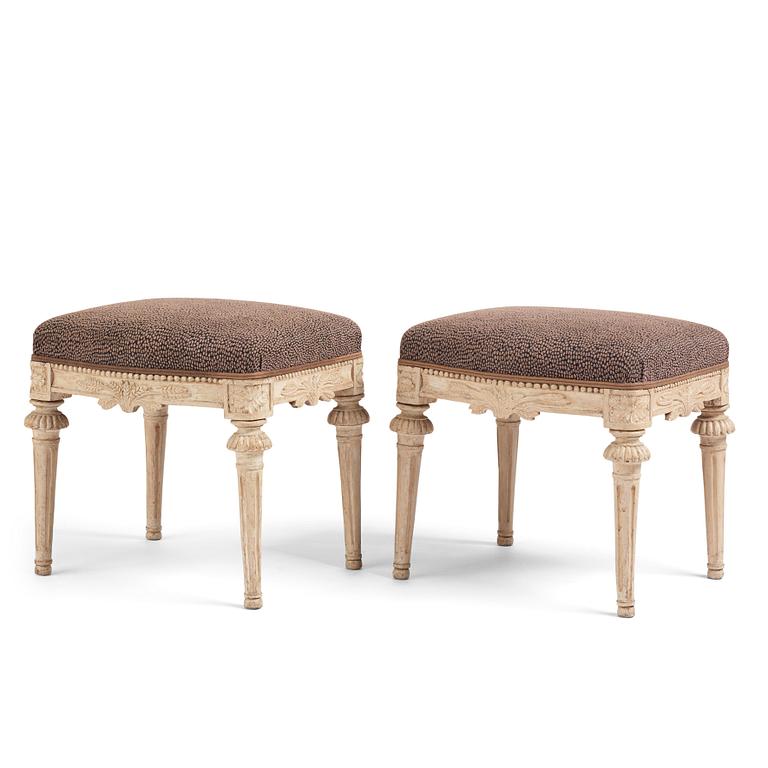 A pair of Gustavian stools, Stockholm, second part of the 18th century.