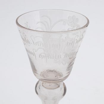 An 18th Century presumably German wine glass.
