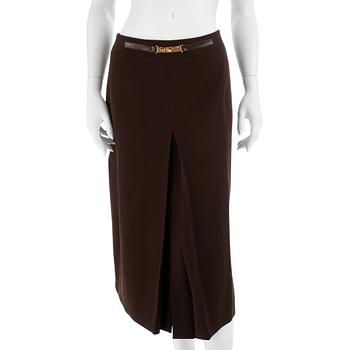 434. CÉLINE, a brown wool skirt. Size 40.