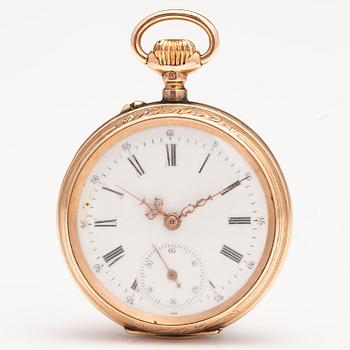POCKET WATCH, Remontoir, 14K gold. 32 mm.