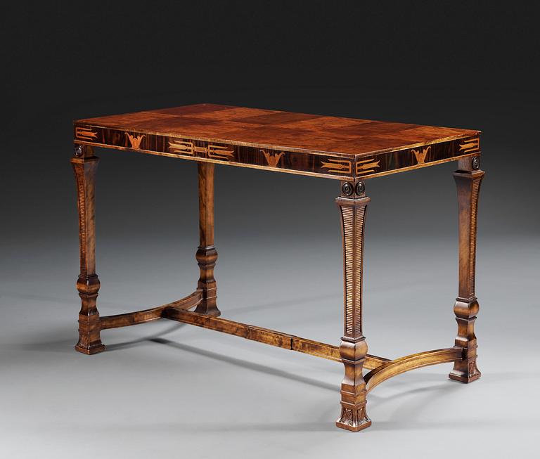 A mahogany-stained birch and palisander table, possibly by Carl Malmsten.